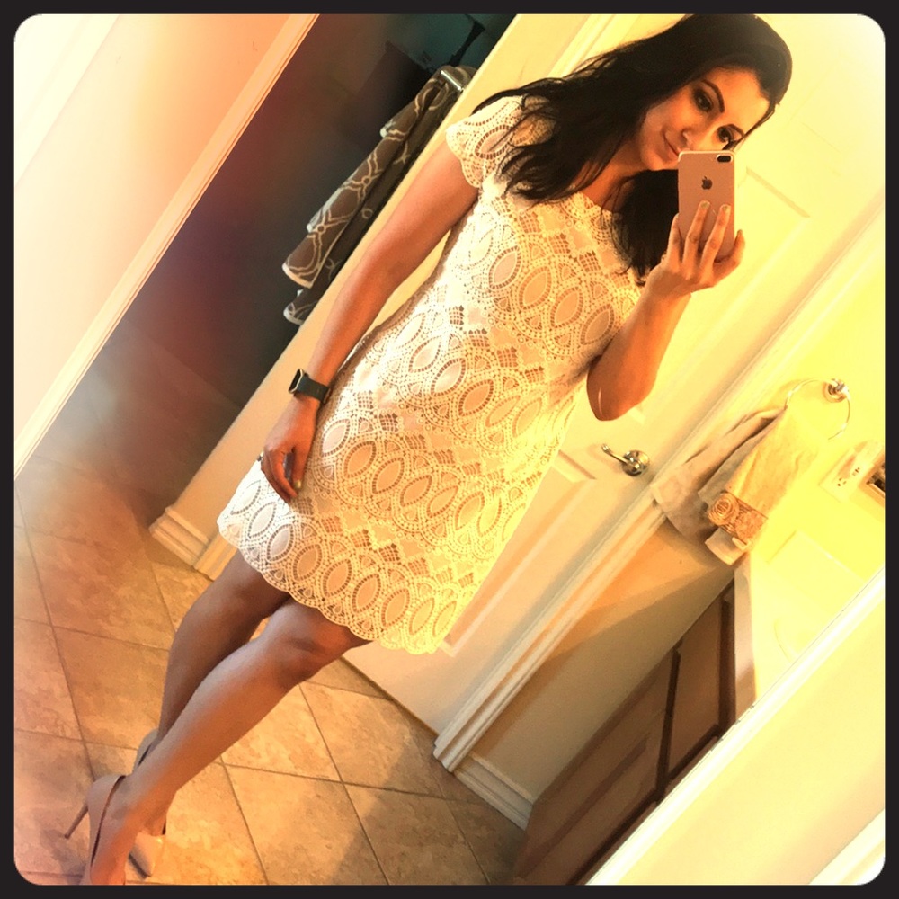 Eliza J white/nude shift dress